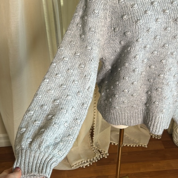 GAP Grey Knit Bubble Sleeve Dot Sz Medium - Picture 5 of 8